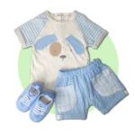 ست بلوز و شرت پسرانه راه راه آبی