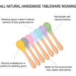 قاشق کودک سیلیکونی دسته چوب بامبو - تصویر 5