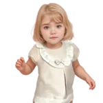 پیراهن بچه دخترانه راه راه کرم ترک