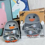 ست 5 تیکه ظرف غذا تمام سیلیکون طرح پنگوئن - تصویر 3