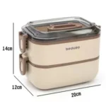 ظرف غذا و لانچ باکس استیل دو طبقه بدوسو Beduso - تصویر 3