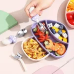 ست 5 تیکه ظرف غذا کودک سیلیکون طرح قارچ - تصویر 2