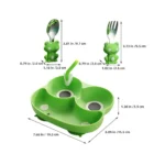 ست 5 تیکه ظرف غذا کودک تمام سیلیکون طرح قورباغه - تصویر 2