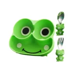 ست 5 تیکه ظرف غذا کودک تمام سیلیکون طرح قورباغه