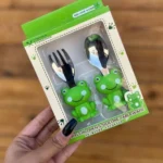 ست قاشق و چنگال سیلیکونی دسته کوتاه مدل خود تغذیه - تصویر 4