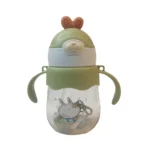 لیوان دسته دار و نی دار طرح حیوانات 300 میلی لیتر