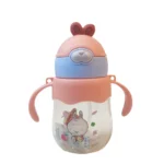 لیوان دسته دار و نی دار طرح حیوانات 300 میلی لیتر - تصویر 3