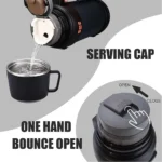 فلاسک سرد و گرم لیوان دار کوهنوردی Amszm استیل دوجداره 1200 میلی لیتر - تصویر 3