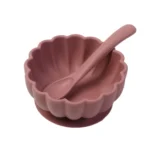 ظرف غذا کاسه و قاشق سیلیکونی طرح گل